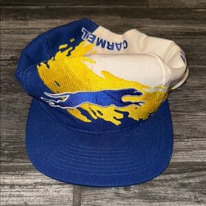Blue and Yellow Carmel greyhounds splash vintage SnapBack hat 90s